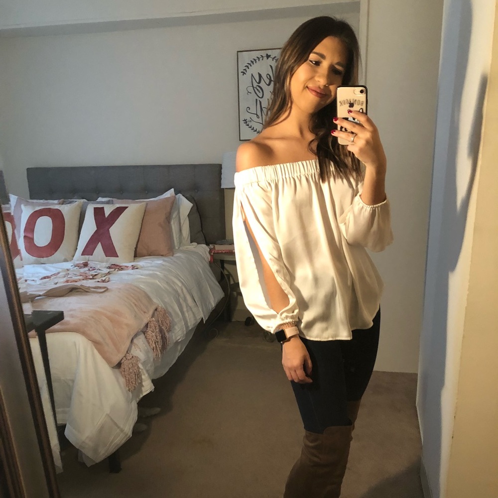 White off the shoulder top.